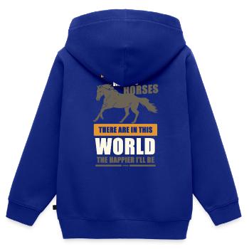 Cheval Enfants Filles Amoureux des chevaux - Sweat Premium à capuche zippé enfant bio - bleu roi - Dos - AI Model Kid Male (0cm)