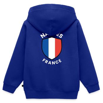 Schildentwurf von Nantes France - Kinder Premium Organic Zip Hoodie - Royalblau - Hinten - AI Model Kid Male (0cm)