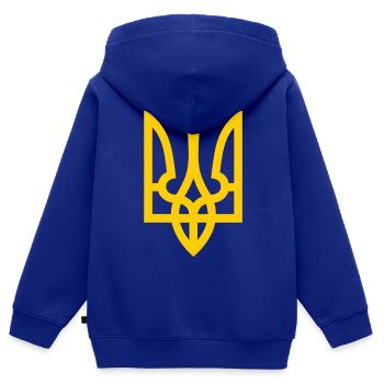 Tryzub Ukraine – Ukrainisches Dreizack-Emblem - Kinder Premium Organic Zip Hoodie - Royalblau - Hinten - AI Model Kid Male (0cm)