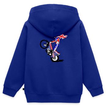 Speedway Driver - United Kingdom - Kinder Premium Organic Zip Hoodie - Royalblau - Hinten - AI Model Kid Male (0cm)