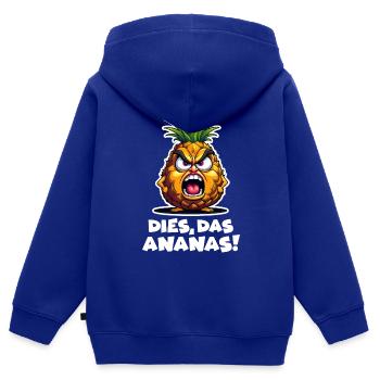 DIES, DAS ANANAS! - Kinder Premium Organic Zip Hoodie - Royalblau - Hinten - AI Model Kid Male (0cm)