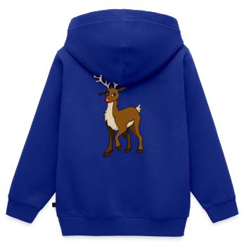 Rudolph - Kinder Premium Organic Zip Hoodie - Royalblau - Hinten - AI Model Kid Male (0cm)