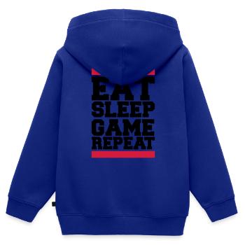eat sleep game repeat - Kinder Premium Organic Zip Hoodie - Royalblau - Hinten - AI Model Kid Male (0cm)