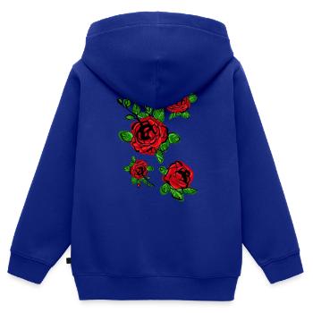 Rote Rosen blühen - Kinder Premium Organic Zip Hoodie - Royalblau - Hinten - AI Model Kid Male (0cm)