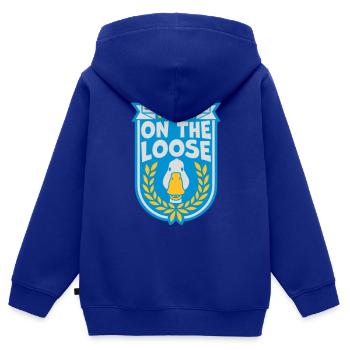 goose on the loose - Kinder Premium Organic Zip Hoodie - Royalblau - Hinten - AI Model Kid Male (0cm)