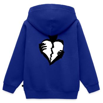 An einem gebrochenen Herzen festhalten - Kinder Premium Organic Zip Hoodie - Royalblau - Hinten - AI Model Kid Male (0cm)