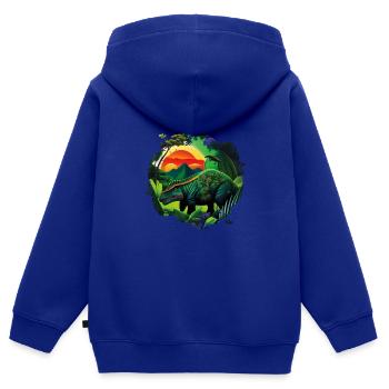 Jungle Rex - Kinder Premium Organic Zip Hoodie - Royalblau - Hinten - AI Model Kid Male (0cm)