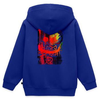 Graffiti style Splash hip hop couleurs peintre couleur - Sweat Premium à capuche zippé enfant bio - bleu roi - Dos - AI Model Kid Male (0cm)