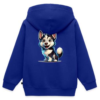 Karikatur Husky - Kinder Premium Organic Zip Hoodie - Royalblau - Hinten - AI Model Kid Male (0cm)
