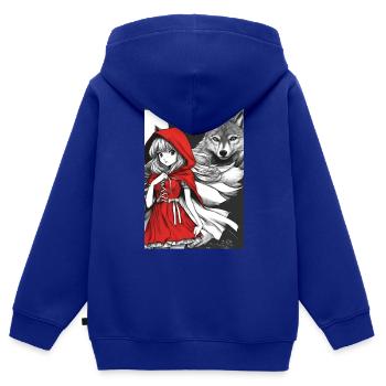Chaperon rouge - Sweat Premium à capuche zippé enfant bio - bleu roi - Dos - AI Model Kid Male (0cm)