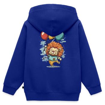 Whimsical Flight: Lion with Balloons - Kids Premium Organic Zip-up Hoodie - royal blue - Back - AI Model Kid Male (0cm)