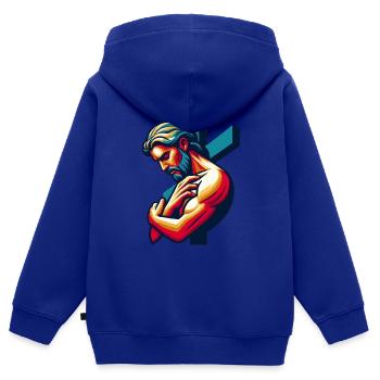 Christian man - Kids Premium Organic Zip-up Hoodie - royal blue - Back - AI Model Kid Male (0cm)