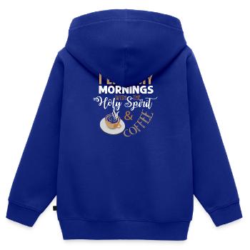 Kaffee am Morgen Heiliger Geist Frieden Ruhe - Kinder Premium Organic Zip Hoodie - Royalblau - Hinten - AI Model Kid Male (0cm)