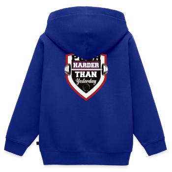 Fitness Muskel Kniebeugen Kreuzheben Athlet Sport - Kinder Premium Organic Zip Hoodie - Royalblau - Hinten - AI Model Kid Male (0cm)