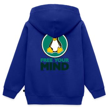 Free your Mind - Kinder Premium Organic Zip Hoodie - Royalblau - Hinten - AI Model Kid Male (0cm)