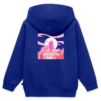 Ich habe die Sommerzeit Traurigkeit - Kinder Premium Organic Zip Hoodie - Royalblau - Hinten - AI Model Kid Male (0cm)