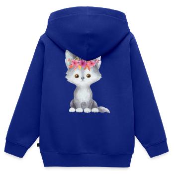 Wölfe Tierkind Tier Baby Blumenkranz Kinder Wald - Kinder Premium Organic Zip Hoodie - Royalblau - Hinten - AI Model Kid Male (0cm)