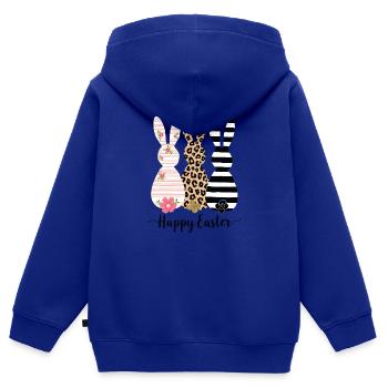 Happy Easter - 3 Easter bunnies wish you a happy Easter - Kids Premium Organic Zip-up Hoodie - royal blue - Back - AI Model Kid Male (0cm)