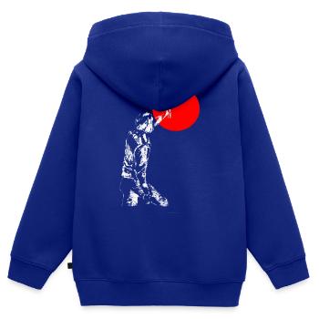 sprayer mit punkt - Sweat Premium à capuche zippé enfant bio - bleu roi - Dos - AI Model Kid Male (0cm)