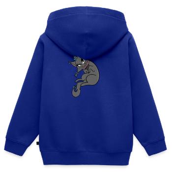 Douce dame de chat chillt - Sweat Premium à capuche zippé enfant bio - bleu roi - Dos - AI Model Kid Male (0cm)