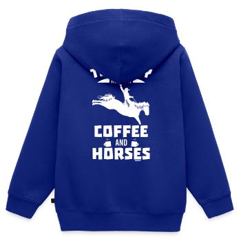 Kaffe Mann Papa Pferde Reitverein Geschenk - Kinder Premium Organic Zip Hoodie - Royalblau - Hinten - AI Model Kid Male (0cm)
