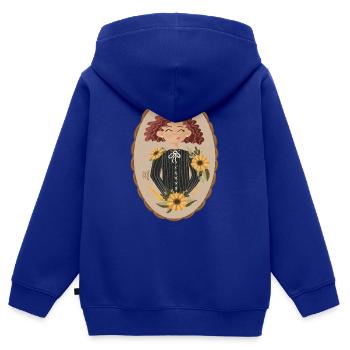 Portrait ovale Sunflower Love - Sweat Premium à capuche zippé enfant bio - bleu roi - Dos - AI Model Kid Male (0cm)