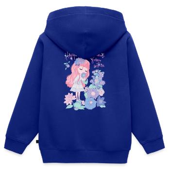 Blythe Puppe Happiness Blooms From Within - Kinder Premium Organic Zip Hoodie - Royalblau - Hinten - AI Model Kid Male (0cm)