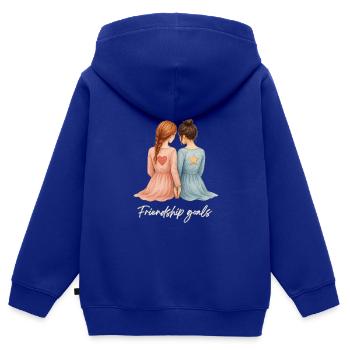 Freundinnen Aquarell – Rothaarig & Brünett Rücken - Kinder Premium Organic Zip Hoodie - Royalblau - Hinten - AI Model Kid Male (0cm)