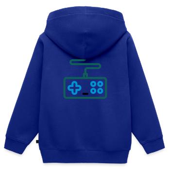 Gaming / eSports / Kontroller - Kinder Premium Organic Zip Hoodie - Royalblau - Hinten - AI Model Kid Male (0cm)