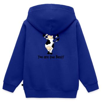 You are the Best cow - Sweat Premium à capuche zippé enfant bio - bleu roi - Dos - AI Model Kid Male (0cm)