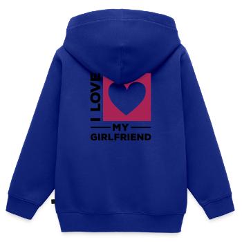 i love my girlfriend - Kinder Premium Organic Zip Hoodie - Royalblau - Hinten - AI Model Kid Male (0cm)