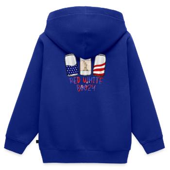Red White Boozy - Kids Premium Organic Zip-up Hoodie - royal blue - Back - AI Model Kid Male (0cm)