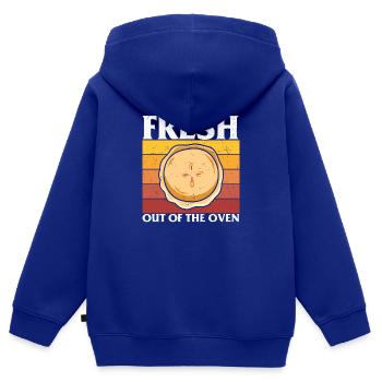 frisch oder aus dem Ofen - Funny Turkey - Kinder Premium Organic Zip Hoodie - Royalblau - Hinten - AI Model Kid Male (0cm)