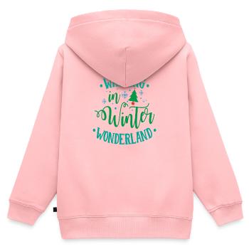 Winter Wunderland - Kinder Premium Organic Zip Hoodie - Rosa - Hinten - AI Model Kid Female (0cm)
