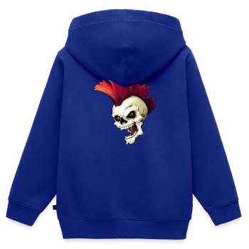 Crâne de punk - Sweat Premium à capuche zippé enfant bio - bleu roi - Dos - AI Model Kid Male (0cm)