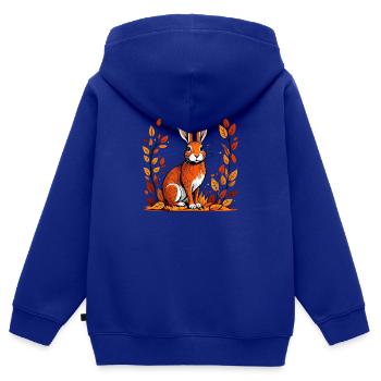 Lapin d’automne - Sweat Premium à capuche zippé enfant bio - bleu roi - Dos - AI Model Kid Male (0cm)