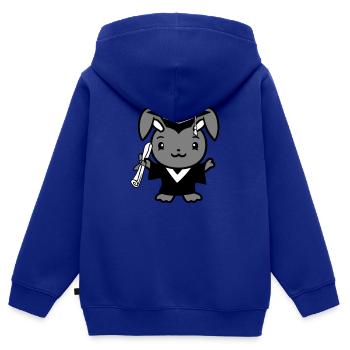 Bunny College School Graduation Abitur Certificate Sweet - Kids Premium Organic Zip-up Hoodie - royal blue - Back - AI Model Kid Male (0cm)