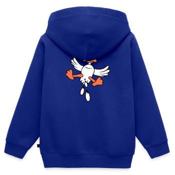 Ente Vogel fliegt Kot Angriff von oben Attacke Fun - Kinder Premium Organic Zip Hoodie - Royalblau - Hinten - AI Model Kid Male (0cm)