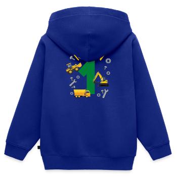 Ich bin 1 Jahr Geburtstag Mädchen Junge Baustelle - Kinder Premium Organic Zip Hoodie - Royalblau - Hinten - AI Model Kid Male (0cm)