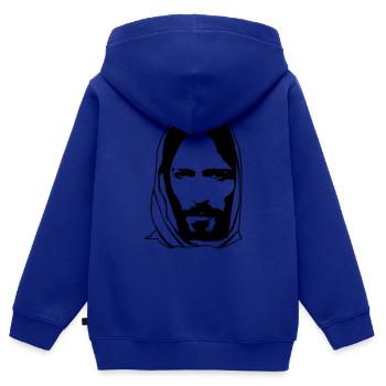 Jesus - Sweat Premium à capuche zippé enfant bio - bleu roi - Dos - AI Model Kid Male (0cm)