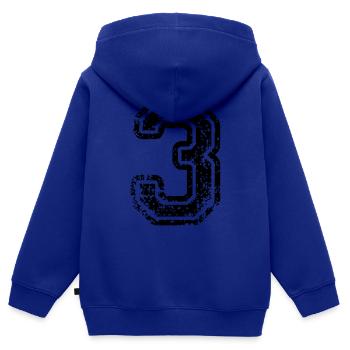 3 - Nummer - Kinder Premium Organic Zip Hoodie - Royalblau - Hinten - AI Model Kid Male (0cm)