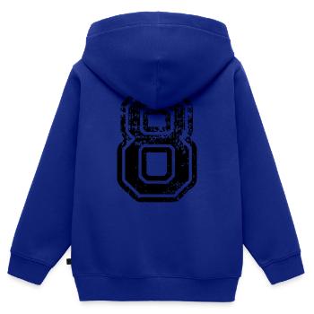 8 - Nummer - Kinder Premium Organic Zip Hoodie - Royalblau - Hinten - AI Model Kid Male (0cm)