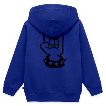 signe cornu metal fork rock hand sign devil hard - Sweat Premium à capuche zippé enfant bio - bleu roi - Dos - AI Model Kid Male (0cm)