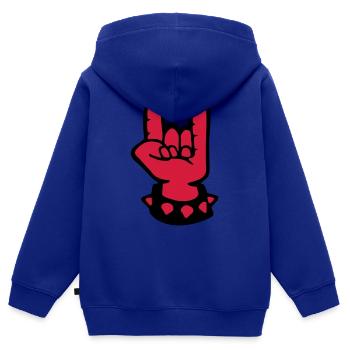 berührt hand fork sign devil metal music anime fun - Kinder Premium Organic Zip Hoodie - Royalblau - Hinten - AI Model Kid Male (0cm)