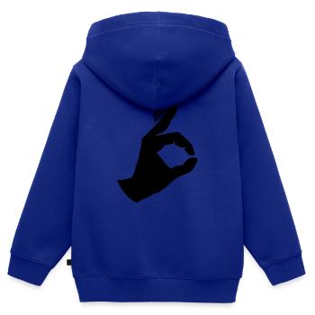 Doigt - Sweat Premium à capuche zippé enfant bio - bleu roi - Dos - AI Model Kid Male (0cm)