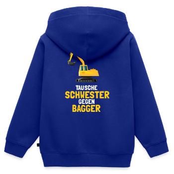 Tausche Schwester Bagger - Kinder Premium Organic Zip Hoodie - Royalblau - Hinten - AI Model Kid Male (0cm)