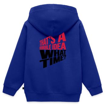 C’est une idée horrible - Sweat Premium à capuche zippé enfant bio - bleu roi - Dos - AI Model Kid Male (0cm)