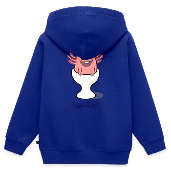 EGGs-Olotl (Axolotl) - Sweat Premium à capuche zippé enfant bio - bleu roi - Dos - AI Model Kid Male (0cm)