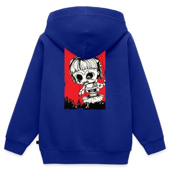 Puppe über Wald - Kinder Premium Organic Zip Hoodie - Royalblau - Hinten - AI Model Kid Male (0cm)