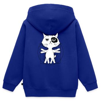 Cat da Vinci - Kids Premium Organic Zip-up Hoodie - royal blue - Back - AI Model Kid Male (0cm)
